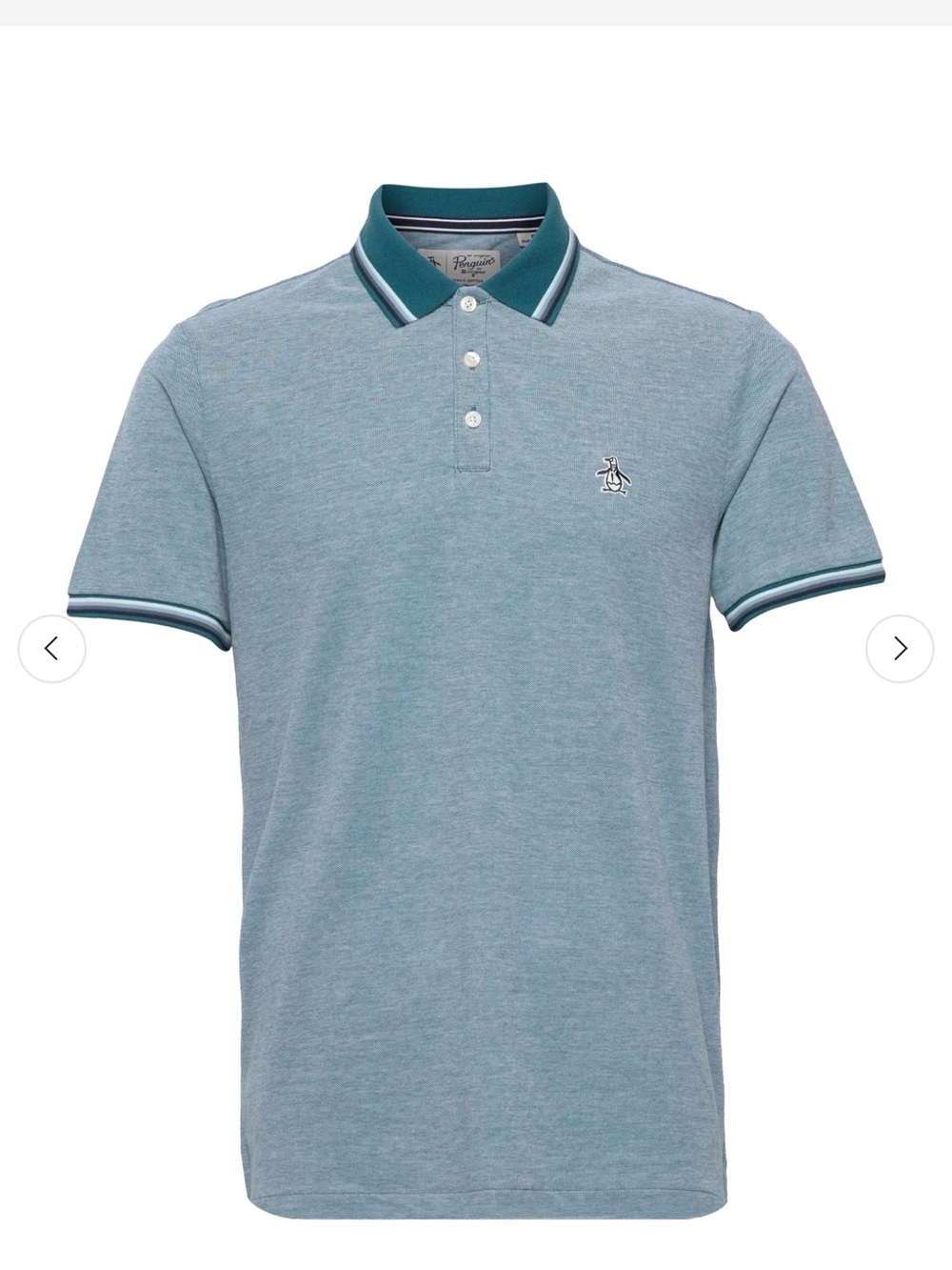 Original Penguin Slim Fit Weathered Teal Blue Polo - M